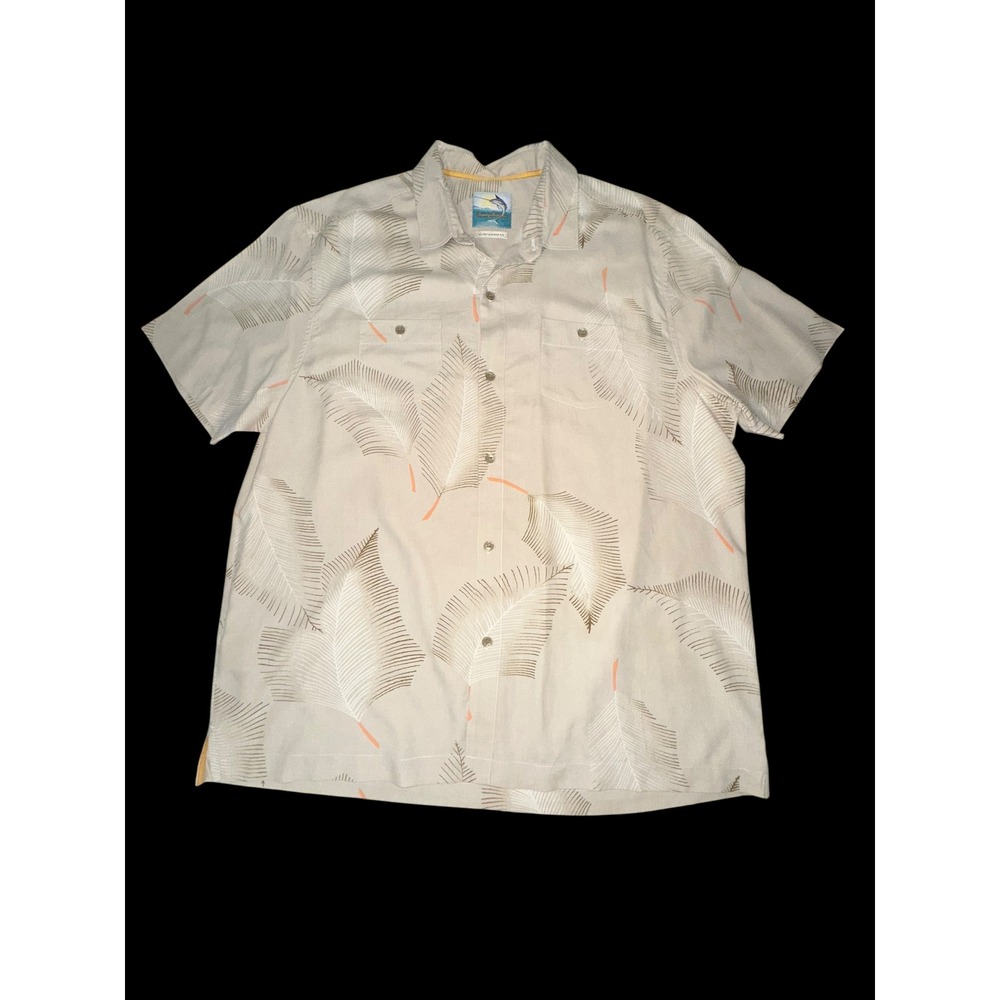 Tommy Bahama‎ Island Modern Fit Silk Shirt XL Palm Leaves Short Sleeve Hawaiian